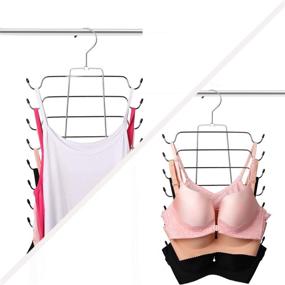 img 3 attached to Space Saving Metal Folding Hanger Organizer for Tank Tops, Camis, Bras, Bathing Suits, Belts, Ties - Set of 2