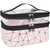 💄 mkpcw double layer pink makeup bag: travel cosmetic organizer & toiletry case logo