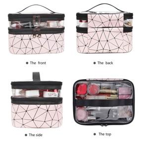 img 2 attached to 💄 MKPCW Double Layer Pink Makeup Bag: Travel Cosmetic Organizer & Toiletry Case