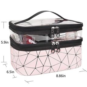 img 3 attached to 💄 MKPCW Double Layer Pink Makeup Bag: Travel Cosmetic Organizer & Toiletry Case