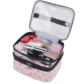 img 1 attached to 💄 MKPCW Double Layer Pink Makeup Bag: Travel Cosmetic Organizer & Toiletry Case