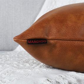 img 1 attached to 🛋️ MANDIOO Set of 2 Faux Leather Decorative Throw Pillow Covers - Modern Solid Outdoor Cushion Cases - Luxury Pillowcases for Couch, Sofa, Bed - 16x16 Inches - Brown