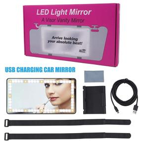 img 2 attached to 💄 Car Visor Makeup Mirror with LED Lights - Flanagan Car Vanity Mirror with Built-in Battery, Touch Screen, USB Power - ideal for Car Travel