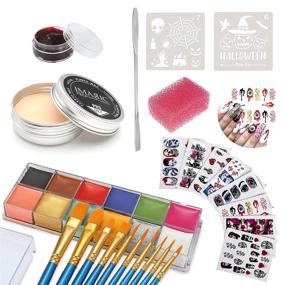 img 4 attached to 🎃 Wismee Sfx Makeup Face Body Paint Kit: 12 Colors for Halloween, Wound Scar Wax, Fake Scab Blood, Spatula, Brushes, Stipple Sponge