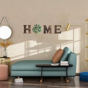 img 3 attached to 🏡 Rustic Wood Home Sign Decor with O Shaped Artificial Eucalyptus Wreath, Decorative Wooden Letters H, M, E for Living Room - 9.8''H x 10.4''W