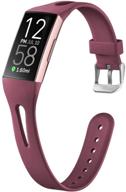 🔴 ouwegaga fitbit charge 4 bands - stylish burgundy red wristbands for women and men, compatible with charge 3 - small size logo