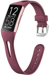 img 4 attached to 🔴 Ouwegaga Fitbit Charge 4 Bands - Stylish Burgundy Red Wristbands for Women and Men, Compatible with Charge 3 - Small Size