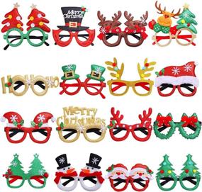 img 4 attached to 🎄 Aneco 16 Styles Glittered Christmas Party Glasses Costume Eyeglasses Frame Decoration Eyewear for Holiday Party Favors, 16 Pieces