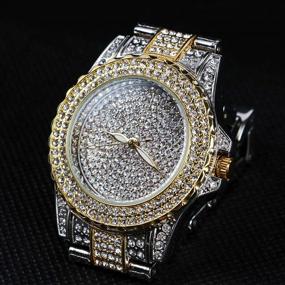 img 3 attached to Часы Smalody Round Luxury для женщин: кристальные часы с бриллиантами из нержавеющей стали с японским кварцевым механизмом, имитация лабораторных алмазов - идеальное решение для стиля 'Iced Out' женщин