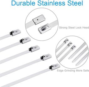 img 2 attached to 🔒 TEVADO 100PCS Metal Cable Zip Ties - Heavy Duty 11.8 Inch, Stainless Steel Zip Ties with 198LBS Tensile Strength. Premium Self-Locking Metal Wrap Ties for Indoor/Outdoor Use - Ideal for Exhaust Wrap & More