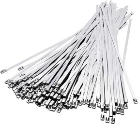 img 4 attached to 🔒 TEVADO 100PCS Metal Cable Zip Ties - Heavy Duty 11.8 Inch, Stainless Steel Zip Ties with 198LBS Tensile Strength. Premium Self-Locking Metal Wrap Ties for Indoor/Outdoor Use - Ideal for Exhaust Wrap & More