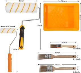 img 3 attached to 🖌️ 10pcs Peaha Wall Painting Kit with Small Paint Roller Brush, 9 Inch Handle Tool Set, Frames, Covers, Tray, and Angled Brush - Paint Roller Kit