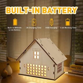 img 2 attached to 🏡 Folding Book Lamp: Wooden House Design, Decorative Accordion Table Light – USB Rechargeable & Portable Desk Light, Perfect for Kids, Family, Boyfriend, Girlfriend