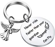 rider keychain: new ride gifts for safe driving & guardian angel's flight speed, perfect for new drivers license & new car gifts logo