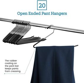 img 3 attached to ZOBER 20-Pack Slack/Trousers Pants Hangers - Robust & Rust-Resistant Chrome Metal, Non-Slip Rubber Coating, Slim & Space-Saving Design, Open-Ended for Effortless Pant Sliding - Ideal for Jeans, Slacks, and More!