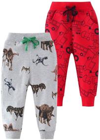 img 4 attached to Adorable AQEACARMON Toddler Dinosaur Drawstring Sweatpants: Boys' Stylish and Comfortable Pants