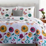 🌺 vibrant and charming lifeety floral and butterfly bedspread quilt set for teenagers - full/queen size logo