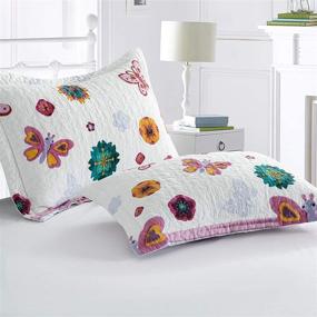 img 1 attached to 🌺 Vibrant and Charming Lifeety Floral and Butterfly Bedspread Quilt Set for Teenagers - Full/Queen Size