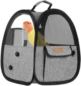 img 4 attached to 🐦 Akinerri Birds Travel Carrier: Portable Transparent Cage for Parrots, Complete with Perch and Tray