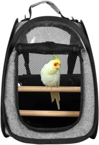 img 2 attached to 🐦 Akinerri Birds Travel Carrier: Portable Transparent Cage for Parrots, Complete with Perch and Tray