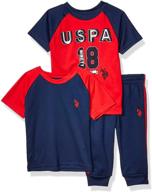 👕 u.s. polo assn. boys short sleeve athletic t-shirt, t-shirt, and jogger set: the ultimate sporty trio for active boys logo
