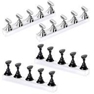 💅 ultimate diy manicure: 4 sets acrylic nail display stand with magnetic crystal holder for false nail tips (black, silver) logo