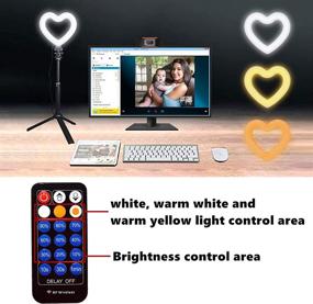 img 1 attached to 💖 VWMYQ Heart Shaped Ring Light for Computer and Laptop with Clip and Remote – Ideal for Video Conferencing, Remote Working, Zoom Calls, YouTube Videos, and TikTok (3 Light Modes, Black Shell)