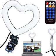 💖 vwmyq heart shaped ring light for computer and laptop with clip and remote – ideal for video conferencing, remote working, zoom calls, youtube videos, and tiktok (3 light modes, black shell) логотип