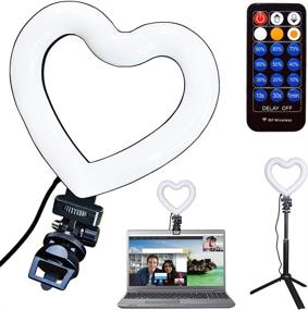 img 4 attached to 💖 VWMYQ Heart Shaped Ring Light for Computer and Laptop with Clip and Remote – Ideal for Video Conferencing, Remote Working, Zoom Calls, YouTube Videos, and TikTok (3 Light Modes, Black Shell)