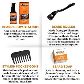 img 1 attached to 🧔 Beard Growth Kit - Includes Beard Growth Roller, 1oz Beard Growth Serum Oil, Beard Wash Soap, and Organic Pear Wood Beard Comb - Vegan & Organic Beard Products - Perfect Gifts for Men, Him, Dad, Boyfriend, Husband, Friend