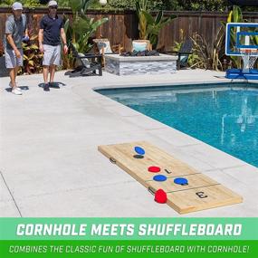 img 3 attached to 🎯 Portable 6ft x 2ft Wood Cornhole Game Set - GoSports Tosski Shuffleboard, Including 8 Bean Bags, for Backyard Fun or Tailgating Events