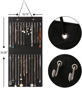 img 3 attached to 🔗 Stylish Hanging Necklace Organizer with 24 Hooks for Chokers, Anklets - Jewelry Display Chain Organizer in Black (1 Pack)