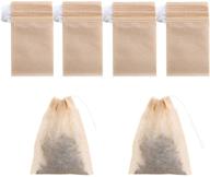 🍵 400 pack natural unbleached drawstring tea filter bags - convenient and eco-friendly infuser pouches for loose leaf tea (7 x 9, natual color) logo