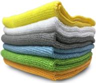 🧽 efficient 6 pack microfiber cleaning cloth towels for cars & more - versatile 15 x 12 microfiber glass cleaning rags, dish wipes, polishing & dusting cloths, kitchen towels - lint-free, reusable & eco-friendly logo