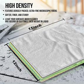 img 2 attached to 🧽 Efficient 6 Pack Microfiber Cleaning Cloth Towels for Cars & More - Versatile 15 x 12 Microfiber Glass Cleaning Rags, Dish Wipes, Polishing & Dusting Cloths, Kitchen Towels - Lint-Free, Reusable & Eco-friendly