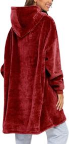 img 3 attached to 🔴 Newtion Oversized Sweatshirt Blanket: Wearable, Soft, Warm Fleece Hoodie with Large Front Pocket for Adults, Men, Women, Teens - Red