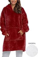 🔴 newtion oversized sweatshirt blanket: wearable, soft, warm fleece hoodie with large front pocket for adults, men, women, teens - red логотип