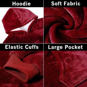 img 1 attached to 🔴 Newtion Oversized Sweatshirt Blanket: Wearable, Soft, Warm Fleece Hoodie with Large Front Pocket for Adults, Men, Women, Teens - Red