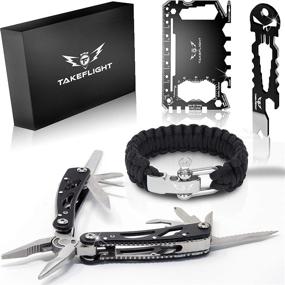 img 4 attached to 🎁 Ultimate Survival Gear Kit for Men – Ideal Father's Day or Birthday Gift, Tactical Set with Multitool Knife, Paracord Bracelet, Credit Card Tool, Cool Gadgets, and Christmas Stocking Stuffer