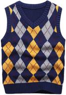 👕 kids' sleeveless uniform sweater vest with v-neck and argyle knit plaid design logo