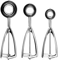 🍪 stainless steel cookie scoop baking set of 3 - ice cream scoop with trigger release - melon baller included logo