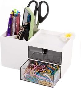 img 2 attached to 📎 White Pen Holder, Office Desk Organizer, and Accessories: Multi-Functional Pencil Cup for Efficient Office Organization and Storage