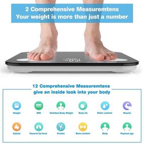 img 3 attached to Black OTU Bluetooth Body Fat Scale - Smart WiFi BMI Digital Bathroom Weight Scale Composition Monitor Health Analyzer with Smartphone App for Body Weight, Fat, Water, BMI, BMR, Muscle Mass