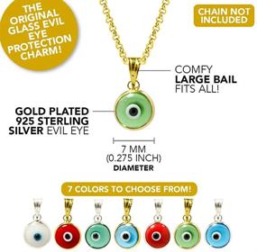 img 3 attached to 7 MM Round Glass Evil Eye Charm Pendant - 925 Sterling Silver, Available in 7 Colors for Both Men and Women