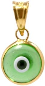 img 4 attached to 7 MM Round Glass Evil Eye Charm Pendant - 925 Sterling Silver, Available in 7 Colors for Both Men and Women