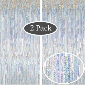 img 4 attached to 🎉 Moohome 2 Pack 3.28 ft x 9.84 ft Silver Sparkle Metallic Fringe Curtains - Tinsel Foil Backdrop Streamers for Party, Photo Booth, Wedding Decor - Door, Window, Background Decoration