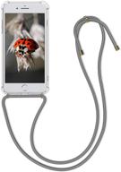 📱 kwmobile crossbody case for apple iphone 7 plus / 8 plus - clear tpu phone cover with lanyard cord strap - transparent/grey logo