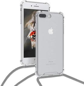 img 1 attached to 📱 kwmobile Crossbody Case for Apple iPhone 7 Plus / 8 Plus - Clear TPU Phone Cover with Lanyard Cord Strap - Transparent/Grey