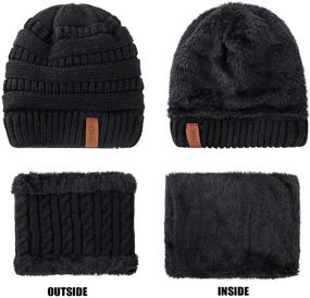 img 1 attached to Аксессуары для девочек в холодную погоду: набор зимних флисовой шапки и бесконечного шарфа