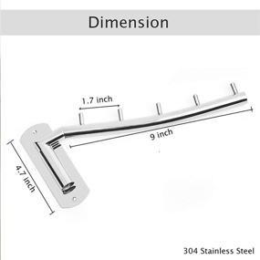 img 3 attached to 🧺 MulYeeh Складная настенная вешалка для одежды: Современные нержавеющая сталь, крюк для пальто с раздвижной планкой для спальни и ванной.